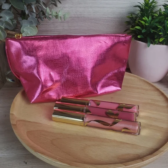 NEW Estee Lauder Pink Lip Gloss Collection Limited Edition 3 Pink Glosses + Bag* - Picture 2 of 8